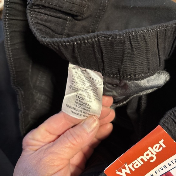 wrangle Cargo Jogger Pants Multi Pocket Drawstring Elastic Waist Casual Black - Picture 9 of 10